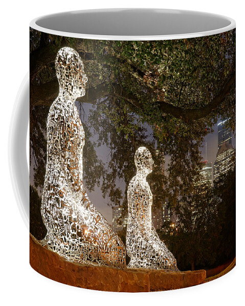 Downtown Houston Coffee Mug featuring the photograph Bigger than the Sum of our Parts - Tolerance Sculptures Downtown Houston Texas by Silvio Ligutti