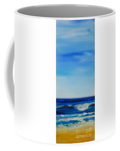 Ocean Coffee Mug featuring the painting bigSky Beach by Shelley Myers