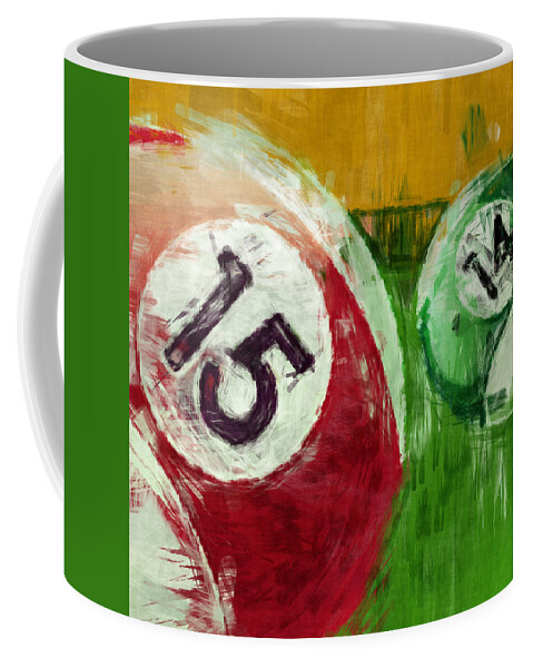 Fifteen Coffee Mug featuring the digital art Billiards Abstract 15 14 by David G Paul
