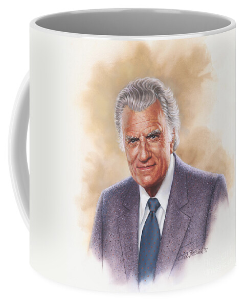 Portrait Coffee Mug featuring the painting Billy Graham Evangelist by Dick Bobnick