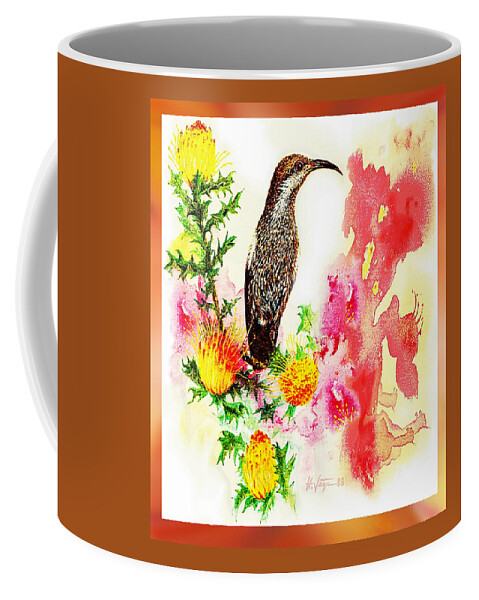 Bird Coffee Mug featuring the painting Australian Bird Dreaming by Hartmut Jager