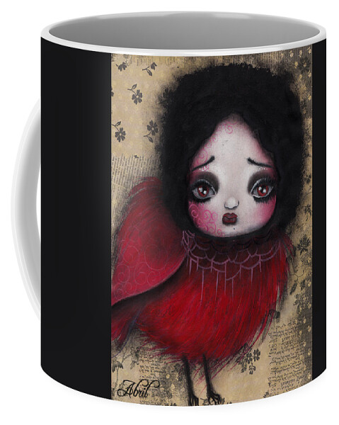 Oil Painting On Paper Coffee Mug featuring the painting Bird Girl #1 by Abril Andrade