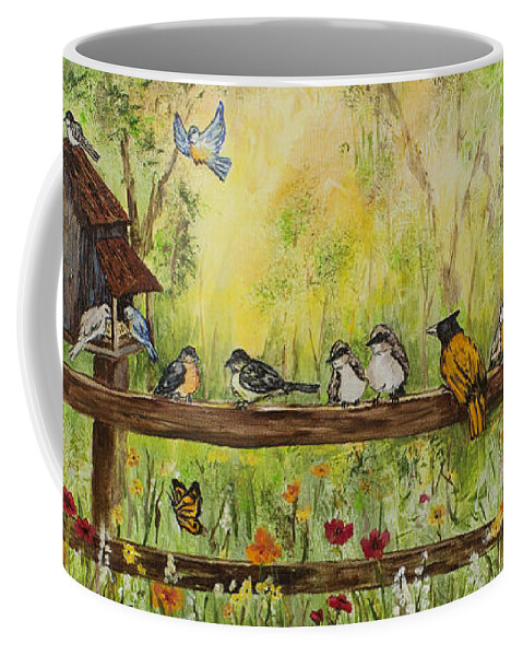 Birds Coffee Mug featuring the painting Bird Song by Janis Lee Colon
