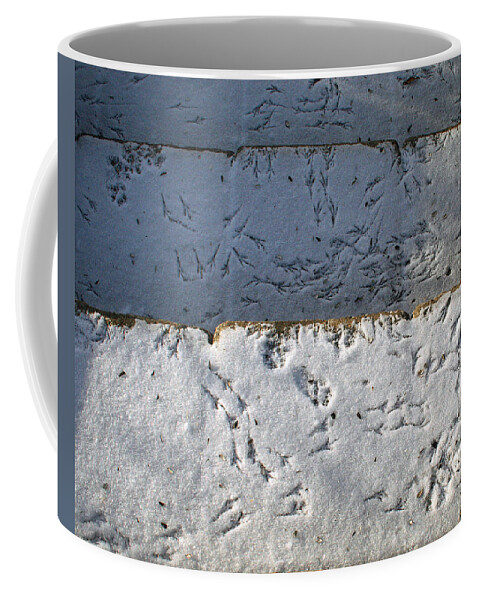Abstract Coffee Mug featuring the photograph Bird Tracks in Snow by Karen Adams