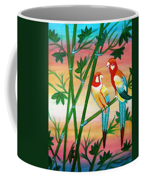 Birds Coffee Mug featuring the painting Birds in Paradise by Manjiri Kanvinde