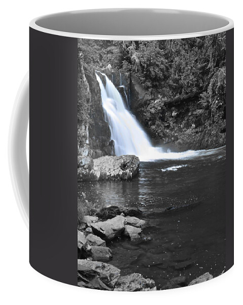 Black Coffee Mug featuring the photograph Black and Color Waterfall by Frozen in Time Fine Art Photography