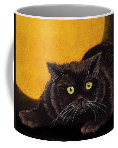 Black Coffee Mug featuring the painting Black Cat by Anastasiya Malakhova