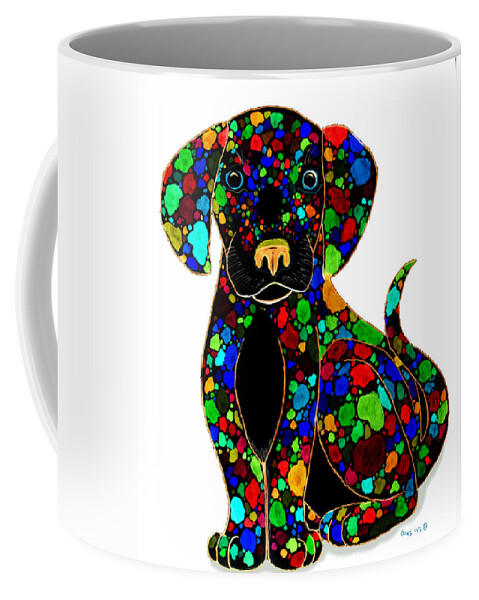 Black Dog Coffee Mug featuring the drawing Black Dog 2 by Nick Gustafson