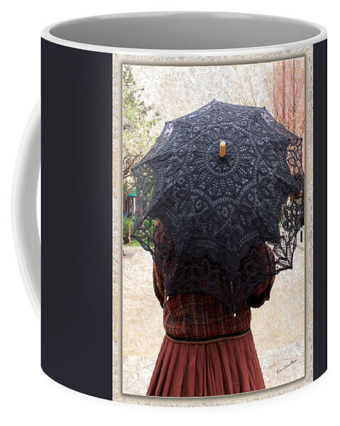 Parasol Coffee Mug featuring the photograph Black Lace Parasol by Kae Cheatham