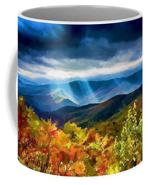 Nc Coffee Mug featuring the painting Black Mountains Overlook on the Blue Ridge Parkway by John Haldane
