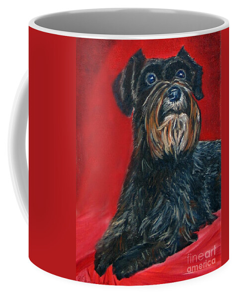 Art Coffee Mug featuring the painting Black Schnauzer Pet Portrait Prints by Shelia Kempf