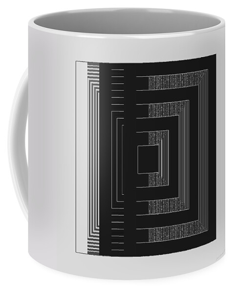 Geometric Coffee Mug featuring the digital art Black White Gray Square Geometric by Judi Suni Hall