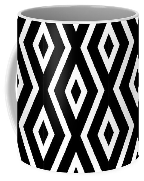 Black And White Coffee Mug featuring the mixed media Black and White Pattern by Christina Rollo