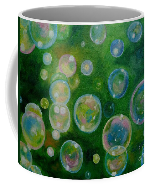 Bubbles Coffee Mug featuring the painting Blowing Bubbles by Julie Brugh Riffey