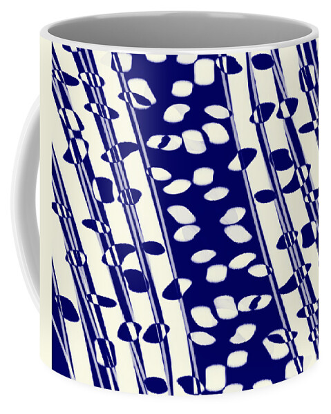 Abstract Coffee Mug featuring the painting Blue - abstract -art by Ann Powell
