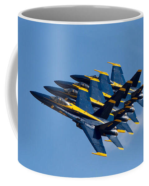 Blue Coffee Mug featuring the photograph Blue Angels Echelon by John Daly