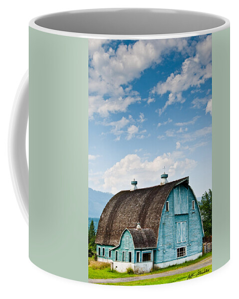 Agricultural Activity Coffee Mug featuring the photograph Blue Barn in the Stillaguamish Valley by Jeff Goulden