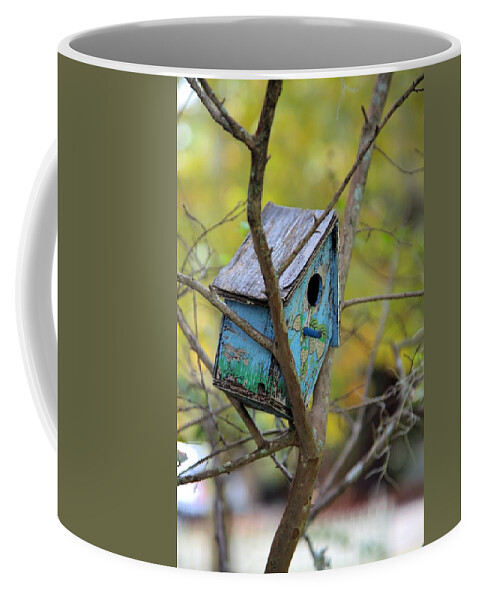 2872 Coffee Mug featuring the photograph Blue Birdhouse by Gordon Elwell