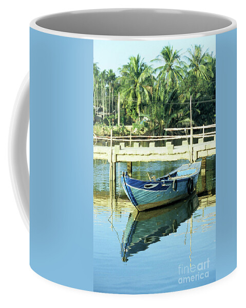 Vietnam Coffee Mug featuring the photograph Blue Boat 02 by Rick Piper Photography