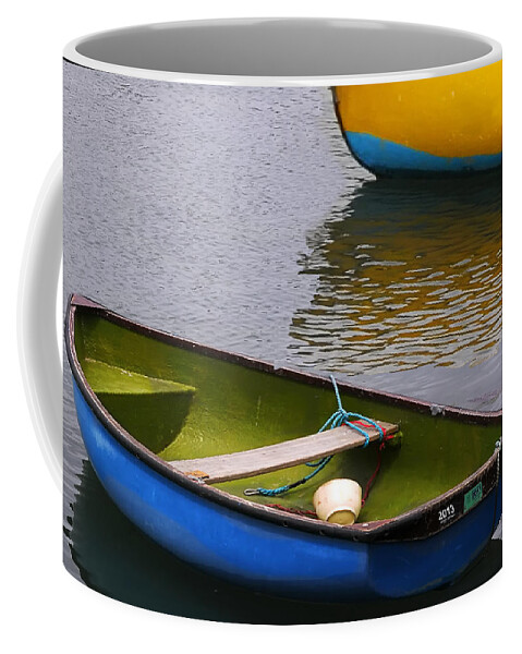 Blue Coffee Mug featuring the photograph Blue Boat by Peggy Dietz