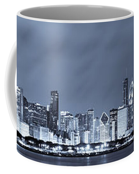 Chicago Skyline Coffee Mug featuring the photograph Blue Chicago Skyline by Sebastian Musial