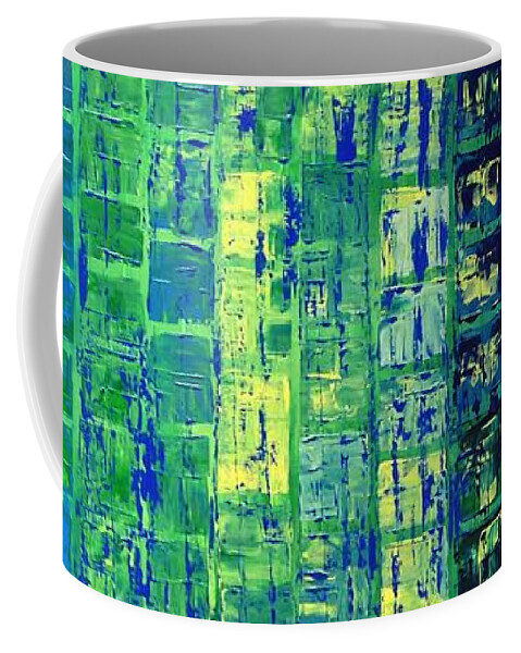 Blue City Coffee Mug featuring the painting Blue CIty by Linda Bailey