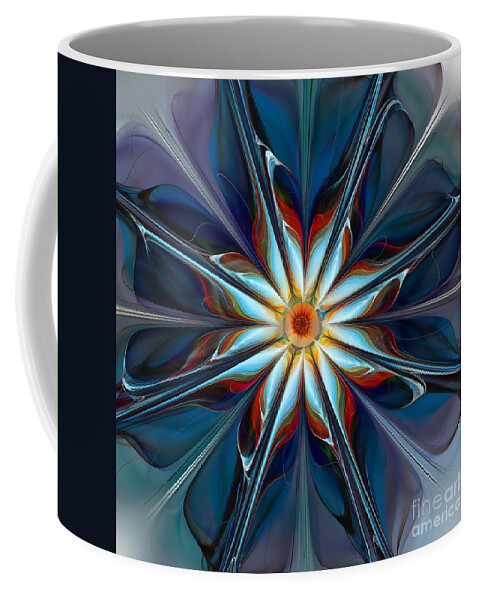 Abstract Coffee Mug featuring the digital art Blue Flower by Klara Acel