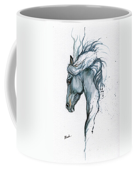 Horse Coffee Mug featuring the painting Blue Horse 2014 06 16 by Ang El