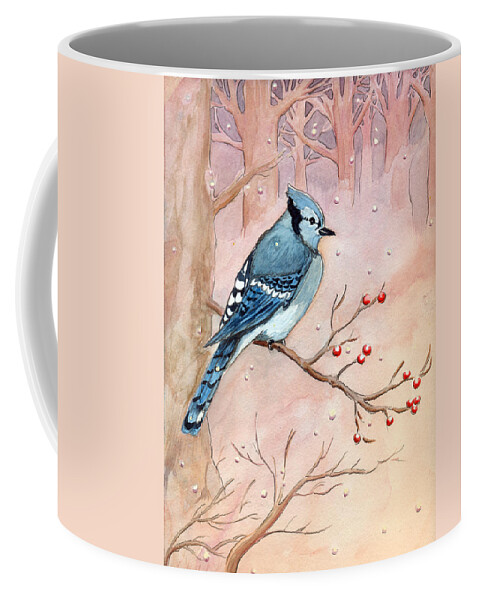 Blue Jay Coffee Mug featuring the painting Blue Jay by Katherine Miller