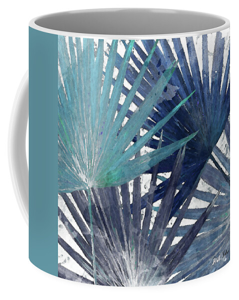 Blue Coffee Mug featuring the mixed media Blue Organic II by Patricia Pinto