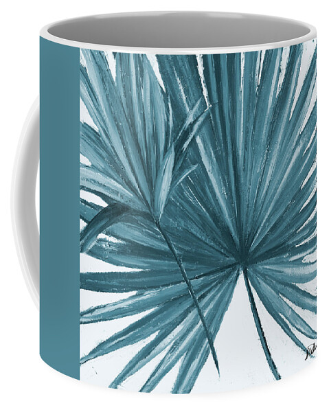 Blue Coffee Mug featuring the painting Blue Palmera I by Patricia Pinto