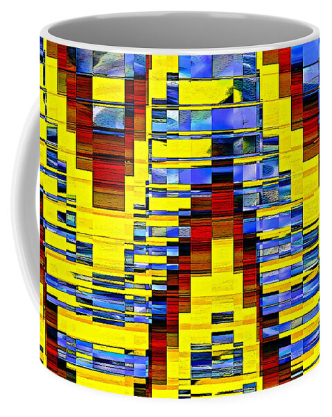 Southwest Design Coffee Mug featuring the digital art Blue Pitcher SW Distortion by Gary Olsen-Hasek