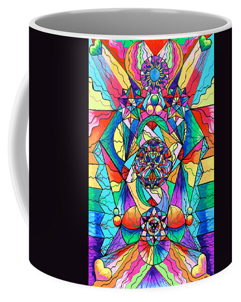 Vibration Coffee Mug featuring the painting Blue Ray Transcendence Grid by Teal Eye Print Store