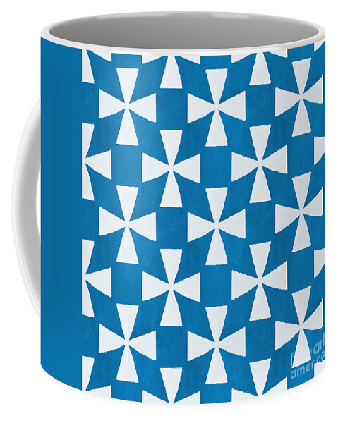 Abstract Coffee Mug featuring the painting Blue Twirl by Linda Woods
