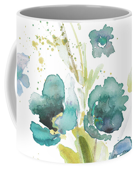 Blue Coffee Mug featuring the painting Blue Watercolor Modern Poppies I by Lanie Loreth