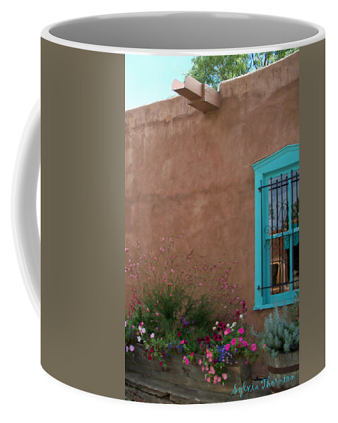 Santa Fe Coffee Mug featuring the photograph Blue Window by Sylvia Thornton