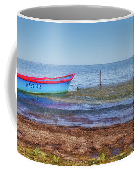 Boat Coffee Mug featuring the photograph Boat at the pond by Roberto Pagani