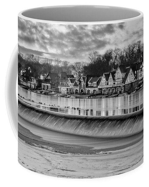 Boat House Row Coffee Mug featuring the photograph Boathouse Row Philadelphia PA BW by Susan Candelario