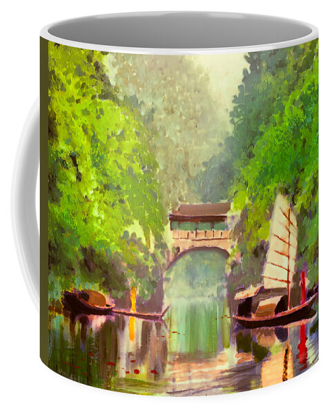 Boat Coffee Mug featuring the painting Boatmen by Melissa Herrin