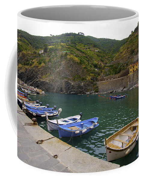 Europe Coffee Mug featuring the photograph Boats in Vernazza by Matt Swinden