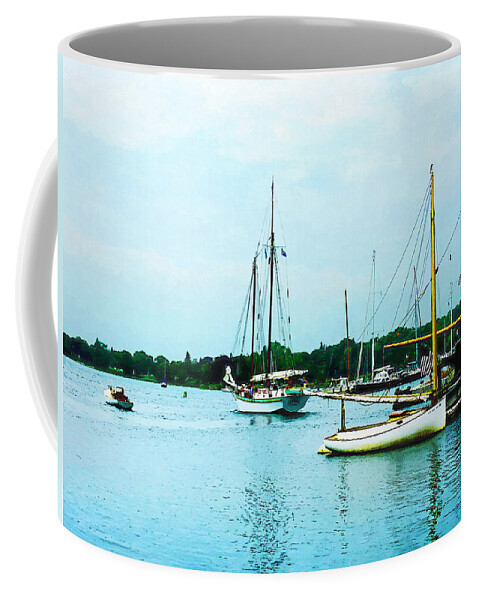 Boat Coffee Mug featuring the photograph Boats on a Calm Sea by Susan Savad