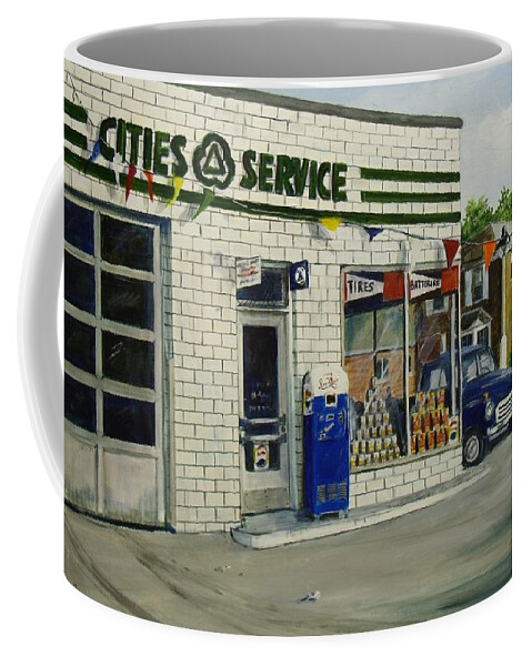 Gas Station Coffee Mug featuring the painting Bob's by William Brody
