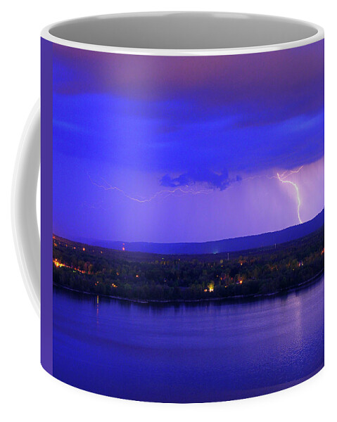 Lightning Coffee Mug featuring the photograph Bolt Over Gatineau Hills by Tony Beck