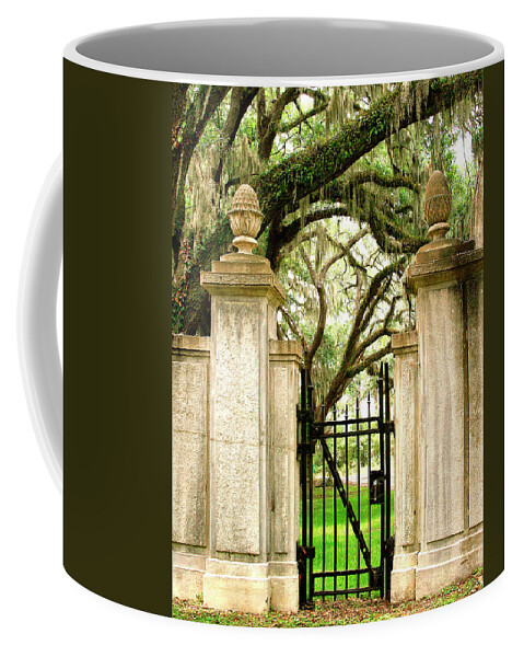 Savannah Coffee Mug featuring the photograph BONAVENTURE CEMETERY GATE Savannah GA by William Dey