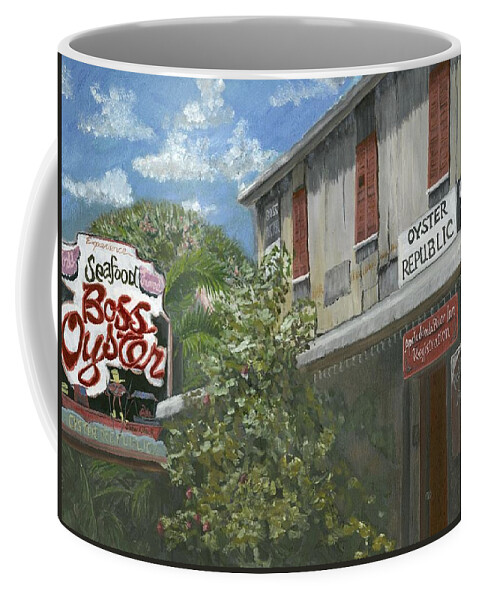 Oyster Restaurant Coffee Mug featuring the painting Boss Oyster by Susan Richardson