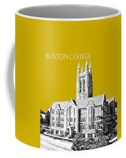 University Coffee Mug featuring the digital art Boston College - Gold by DB Artist