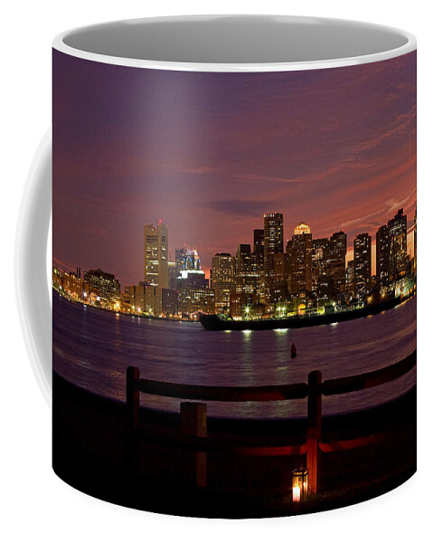 Boston Harbor Coffee Mug featuring the photograph Boston skyline sunset by Jeff Folger