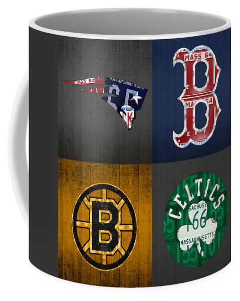 Boston Sports License Plate Art Collage BC Red Sox Bruins and Celtics  Ornament