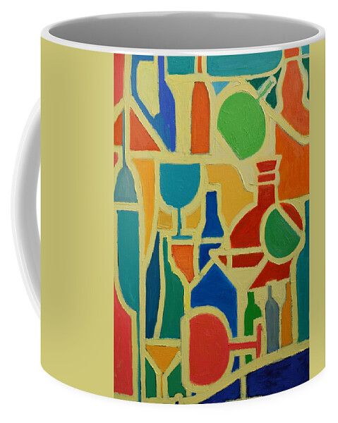 Abstracts Coffee Mug featuring the painting Bottles And Glasses 2 by Ana Maria Edulescu