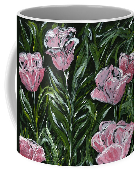 Tulips Coffee Mug featuring the painting Boulder Tulips by Alice Faber
